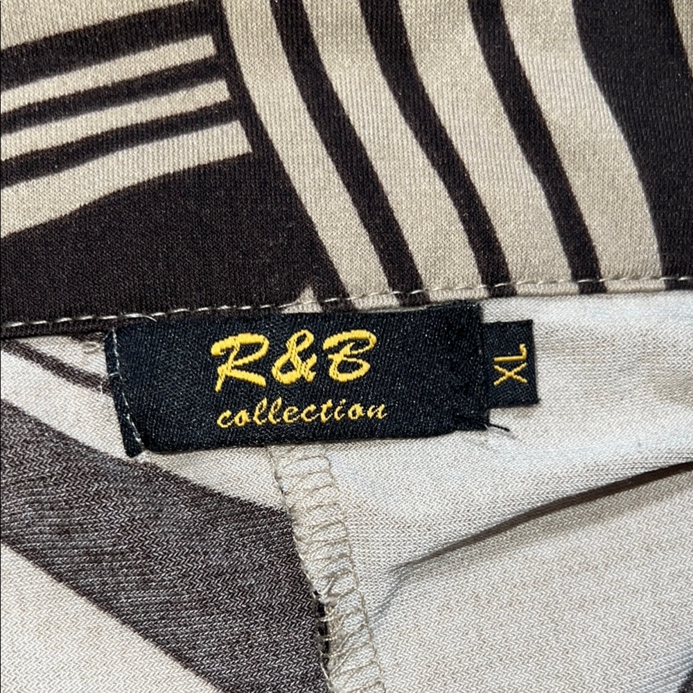 R & B Collection Women’s Stylish Brown and Beige Swirl Tunic/Dress SZ XL - Picture 2 of 12